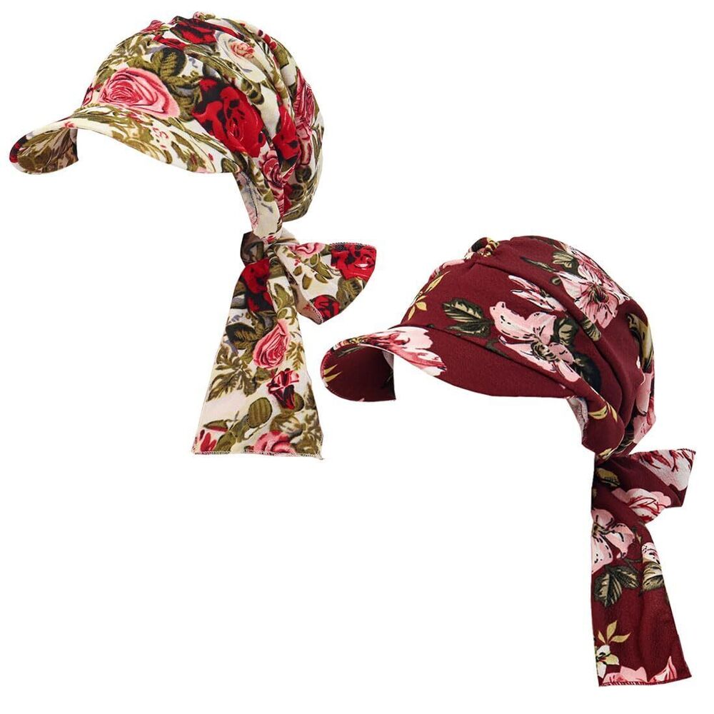 2452 2Pack Cap Chemo Headwear with Scarfs Hair Loss US, Numeric, 6 3/4, 7